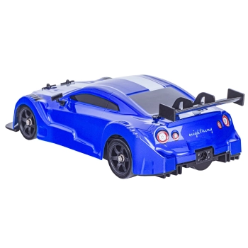 DUŻY Samochód Do Driftu Auto RC Drift 1:16 2,4 GHz PARA DYM 4WD Niebieski Nissan GTR LED