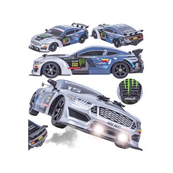DUŻY Samochód Do Driftu Auto RC Drift 1:16 2,4 GHz PARA DYM Grafitowy Mustang 4WD LED