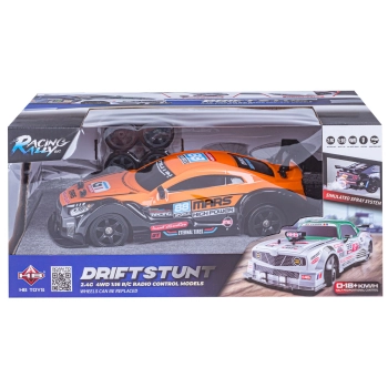 DUŻY Samochód Do Driftu Auto RC Drift 1:16 2,4 GHz PARA DYM 4WD Pomarańczowy Nissan GTR LED