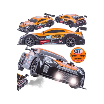 DUŻY Samochód Do Driftu Auto RC Drift 1:16 2,4 GHz PARA DYM 4WD Pomarańczowy Nissan GTR LED