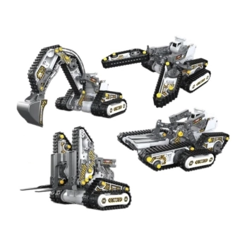 Klocki 176 El. Zestaw do składania MASZYNY BUDOWALNE 4w1 RC Koparka Czołg Wózek Widłowy Zdalnie Sterowane