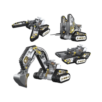 Klocki 176 El. Zestaw do składania MASZYNY BUDOWALNE 4w1 RC Koparka Czołg Wózek Widłowy Zdalnie Sterowane