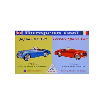 Model plastikowy - Samochody European Cool - Jaguar XK-120 / Ferrari 250 - Glencoe Models (2szt)