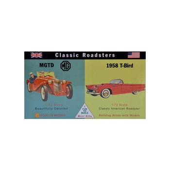 Model plastikowy - Samochody Classic Roadsters - MG-TD / 1958 T-Bird - Glencoe Models (2szt)