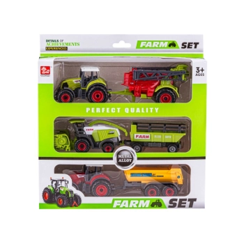 Zestaw 3 Pojazdów, Maszyny Rolnicze, 2 x Traktor, Kombajn, Farma
