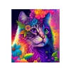 Haft Diamentowy, Obraz, Mozaika Diamentowa Diamond Painting, KOTEK W KOLOROWYCH KWIATACH 30x40cm