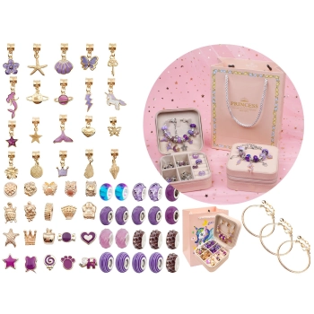 Zestaw Do Tworzenia Robienia Biżuterii, Bransoletek, Charmsy, Zawieszki, Koraliki ODCIENIE FIOLETU Przecena 1