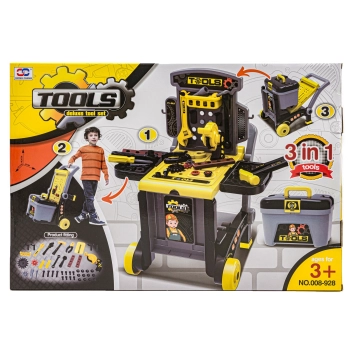 Warsztat Stolarski + Narzędzia 3w1 Skrzynka, Wózek, Stolik