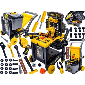 Warsztat Stolarski + Narzędzia 3w1 Skrzynka, Wózek, Stolik