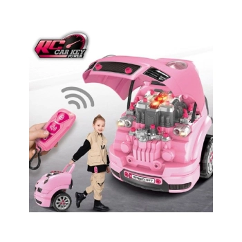 Zestaw Mechanika, Samochód Auto Silnik Do Rozkręcania, Warsztat 61 Elementów, Różowe Porsche