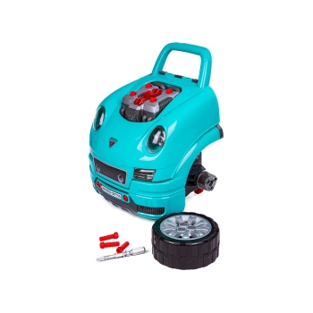 Zestaw Mechanika, Samochód Auto Silnik Do Rozkręcania, Warsztat 61 Elementów, Niebieski Porsche