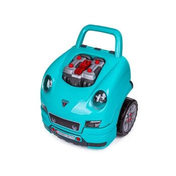 Zestaw Mechanika, Samochód Auto Silnik Do Rozkręcania, Warsztat 61 Elementów, Niebieski Porsche
