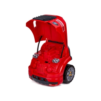 Zestaw Mechanika, Samochód Auto Silnik Do Rozkręcania, Warsztat 61 Elementów, Ciężarówka, Czerwony Truck