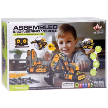 Klocki 176 El. Zestaw do składania MASZYNY BUDOWALNE 4w1 RC Koparka Czołg Wózek Widłowy Zdalnie Sterowane