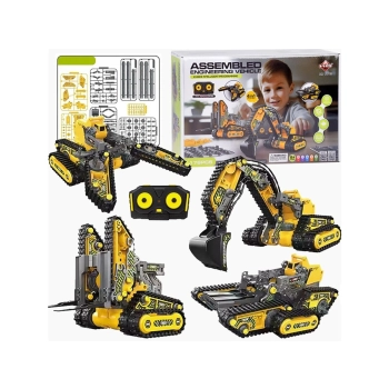 Klocki 176 El. Zestaw do składania MASZYNY BUDOWALNE 4w1 RC Koparka Czołg Wózek Widłowy Zdalnie Sterowane