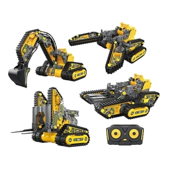 Klocki 176 El. Zestaw do składania MASZYNY BUDOWALNE 4w1 RC Koparka Czołg Wózek Widłowy Zdalnie Sterowane
