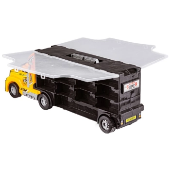 Ciężarówka, Transporter + Auta, Otwierana Laweta, Pojazdy Budowlane 8w1, Światło, Dźwięk