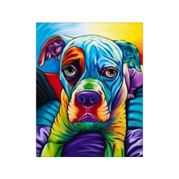 OBRAZ MALOWANIE PO NUMERACH RAMA 40x50cm BULDOG - PIES W KOLORZE
