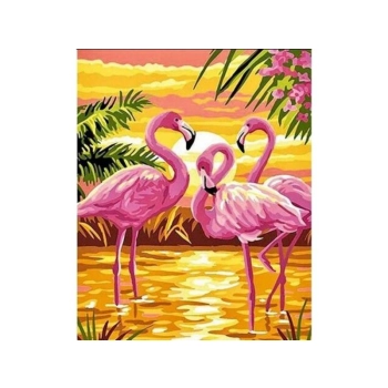 OBRAZ MALOWANIE PO NUMERACH RAMA 40x50cm RÓŻOWE FLAMINGI