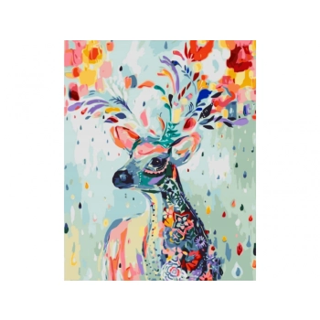 OBRAZ MALOWANIE PO NUMERACH RAMA 40x50cm KOLOROWY JELEŃ