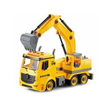 Ciężarówka 3w1, Samochód Ciężarowy Do Rozkręcania, Betoniarka, Koparka, Dźwig Z Hakiem