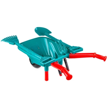 Zestaw Narzędzi Ogrodowych Dla Dzieci Taczka + Akcesoria 18 Elementów Grabki Łopata Konewka