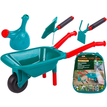 Zestaw Narzędzi Ogrodowych Dla Dzieci Taczka + Akcesoria 12 Elementów Motyka Konewka