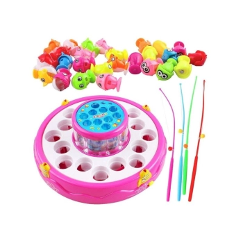 Gra WĘDKOWANIE, Rybki, Łowienie Rybek, 2 Jeziorka, Podświetlenie, Dźwięk RÓŻOWY ZESTAW