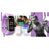 Smartband Giewont Czarny GW200-8 + Pasek Jasnofioletowy