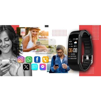 Smartband Giewont Czarny GW200-1 + Pasek Czerwony