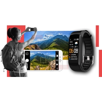 Smartband Giewont Czarny GW200-1 + Pasek Czerwony