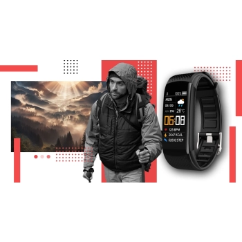 Smartband Giewont Czarny GW200-1 + Pasek Czerwony
