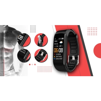Smartband Giewont Czarny GW200-1 + Pasek Czerwony