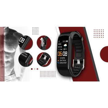 Smartband Giewont Czarny GW200-2 + Pasek Biały