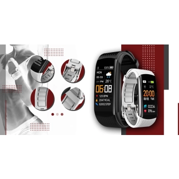 Smartband Giewont Czarny GW200-2 + Pasek Biały