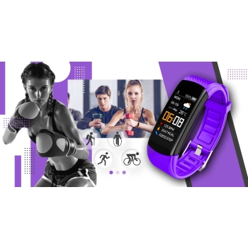 Smartband Giewont Czarny GW200-3 + Pasek Fioletowy