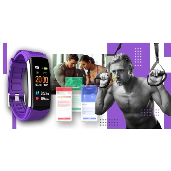 Smartband Giewont Czarny GW200-3 + Pasek Fioletowy