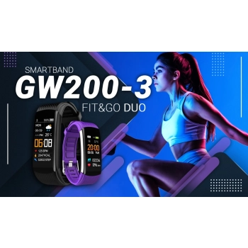 Smartband Giewont Czarny GW200-3 + Pasek Fioletowy