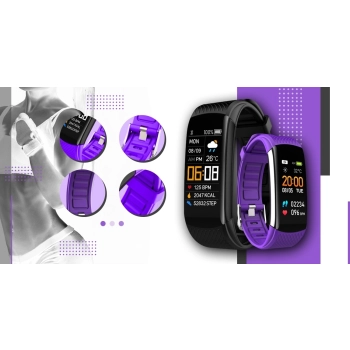 Smartband Giewont Czarny GW200-3 + Pasek Fioletowy