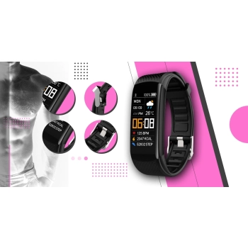 Smartband Giewont Czarny GW200-4 + Pasek Różowy