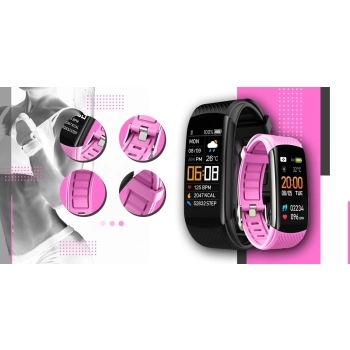 Smartband Giewont Czarny GW200-4 + Pasek Różowy