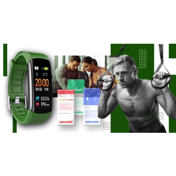 Smartband Giewont Czarny GW200-5 + Pasek Zielony