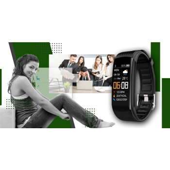 Smartband Giewont Czarny GW200-5 + Pasek Zielony