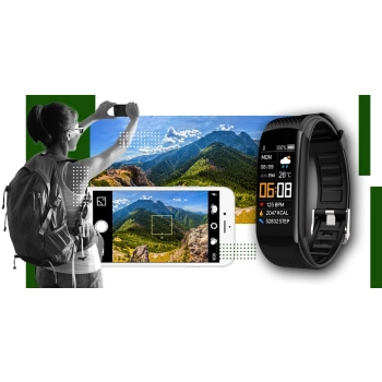 Smartband Giewont Czarny GW200-5 + Pasek Zielony
