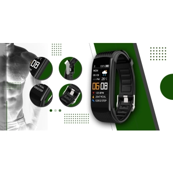 Smartband Giewont Czarny GW200-5 + Pasek Zielony
