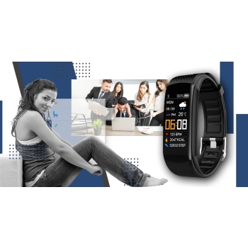 Smartband Giewont Czarny GW200-6 + Pasek Granatowy