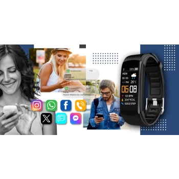 Smartband Giewont Czarny GW200-6 + Pasek Granatowy