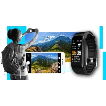 Smartband Giewont Czarny GW200-7 + Pasek Niebieski