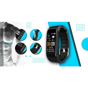 Smartband Giewont Czarny GW200-7 + Pasek Niebieski