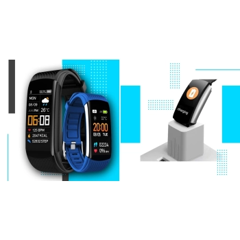 Smartband Giewont Czarny GW200-7 + Pasek Niebieski